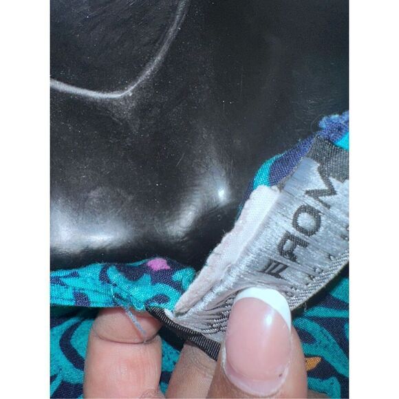 Vintage beautiful More Jazz Teal Green Paisley Floral Rayon Maxi Dress Oversized - Picture 8 of 10